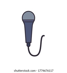 microphone line and fill style icon design, Music sound melody song musical art and composition theme Vector illustration
