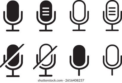 Microphone line icon. Audio microphone on and mute icon set. simple flat sign icon vector illustration symbol
