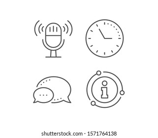 Microphone line icon. Chat bubble, info sign elements. Music mic sign. Musical device symbol. Linear microphone outline icon. Information bubble. Vector