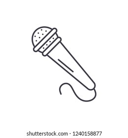 Microphone line icon concept. Microphone vector linear illustration, symbol, sign