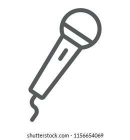 Microphone line icon, electronic and device, mic sign, vector graphics, a linear pattern on a white background, eps 10.