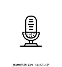 Microphone Line Icon In Flat Style Vector For App, UI, Websites. Black Icon Vector Illustration.