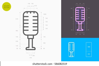 microphone line icon (golden section)