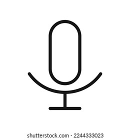 Microphone line icon isolated on white background. Black flat thin icon on modern outline style. Linear symbol and editable stroke. Simple and pixel perfect stroke vector illustration. 