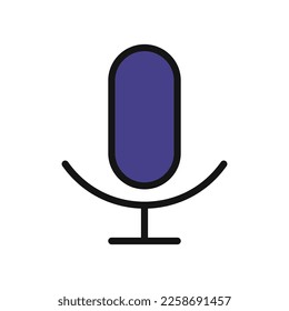 Icono de línea de micrófono aislado en fondo blanco. Icono delgado plano negro sobre el estilo de contorno moderno. Símbolo lineal y trazo editable. Ilustración vectorial de trazo simple y de píxel perfecto.