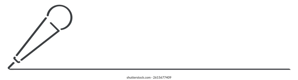 Microphone line icon with long wire. Empty space for inscription. Karaoke template. Flat vector illustration isolated on white background.