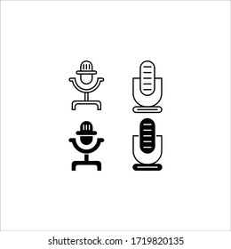 Icono de línea de micrófono, contorno de micrófono e ilustración de vector sólido, pictograma lineal aislado en blanco.