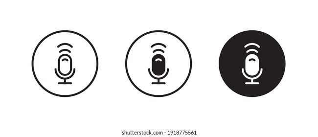 Microphone line icon, mic outline, Voice, Record. recording, Studio icons button, vector, sign, symbol, logo, illustration, editable stroke, flat design style isolated on white linear pictogram