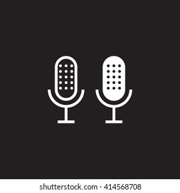 microphone line icon, mic outline and solid vector illustration, linear pictogram isolated on black