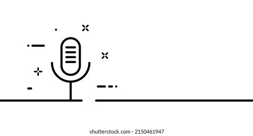 Microphone line icon. Mike, mouthpiece, transmitter, voice and sound recording. Songs concept. One line style. Vector line icon for Business and Advertising.