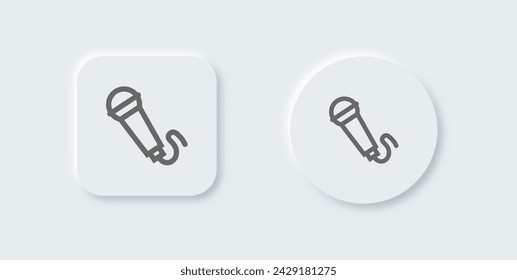 Microphone line icon in neomorphic design style. Voice signs vector illustratoion.