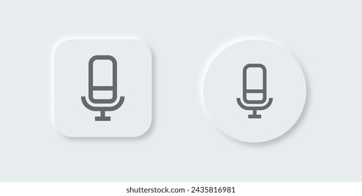 Microphone line icon in neomorphic design style. Voice signs vector illustration.