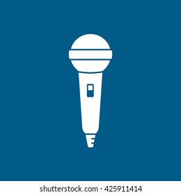 Microphone Line Icon On Blue Background