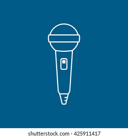 Microphone Line Icon On Blue Background