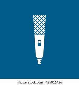 Microphone Line Icon On Blue Background