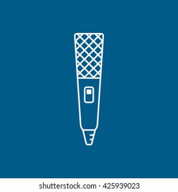 Microphone Line Icon On Blue Background