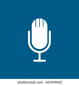 Microphone Line Icon On Blue Background