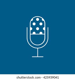 Microphone Line Icon On Blue Background