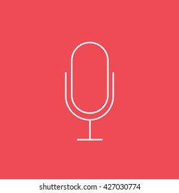 Microphone Line Icon On Red Background