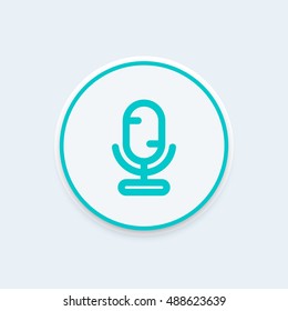 microphone line icon on round shape