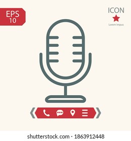 microphone line icon, outline vector illustration.