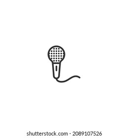 microphone line icon, outline vector sign, pixel perfect icon