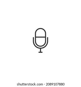 microphone line icon, outline vector sign, pixel perfect icon