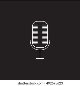 microphone line icon, outline vector logo illustration, linear pictogram isolated on black