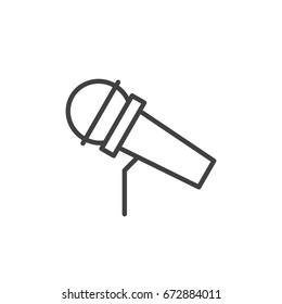 Microphone line icon, outline vector sign, linear style pictogram isolated on white. Symbol, logo illustration. Editable stroke
