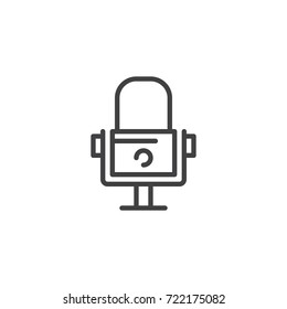 Microphone line icon, outline vector sign, linear style pictogram isolated on white. Audio record symbol, logo illustration. Editable stroke