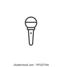 Microphone line icon, outline vector sign, linear style pictogram isolated on white. Mic symbol, logo illustration. Editable stroke