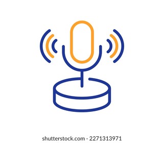 Microphone line icon. Podcast mic sign. Radio interview symbol. Colorful thin line outline concept. Linear style microphone icon. Editable stroke. Vector