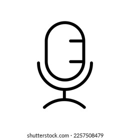 Microphone line icon. Recording, communication, studio, sound, singing, voice message, communication, music, podcasts, radio. technology concept. Vector black line icon on white background