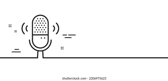 Microphone line icon. Studio mic sign. Voice record device symbol. Minimal line illustration background. Microphone line icon pattern banner. White web template concept. Vector