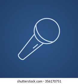 Microphone line icon for web, mobile and infographics. Vector light blue icon isolated on blue background.