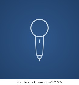 Microphone line icon for web, mobile and infographics. Vector light blue icon isolated on blue background.