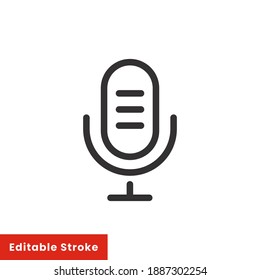 Microphone line icon for web template and app. Editable stroke vector illustration design on white background. EPS 10