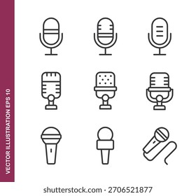Iconos de línea de micrófono - Mini icono de la serie de colección