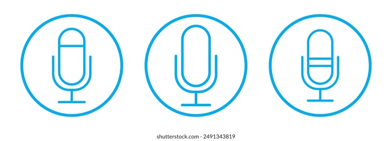 Microphone line icons set. Stroke vector elements for trendy design. Simple pictograms for mobile concept and web apps. Vector line icons isolated on a white background.