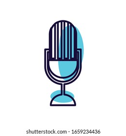 microphone line style icon design, Music sound melody song musical art and composition theme Vector illustration