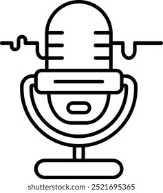 Diseño de icono de Vector de línea de micrófono