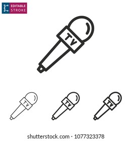 Microphone line vector icon, mic symbol, sound music illustration. Editable stroke.