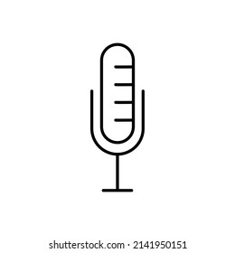 Icono de vector de línea de micrófono en fondo blanco