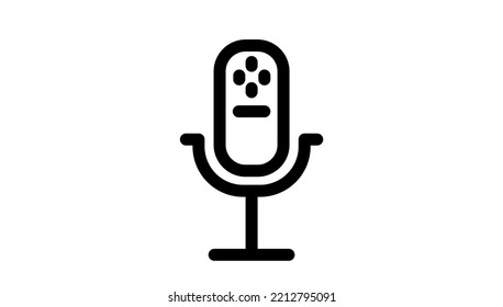 microphone line vector icon for podcast audio recording illustration