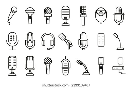 Microphone linear icon. Vector illustration