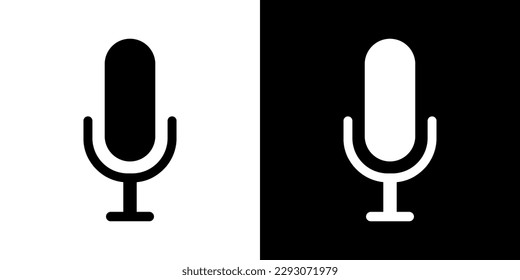 Microphone linear icons set. Equipment for karaoke and podcast. Music record symbol.