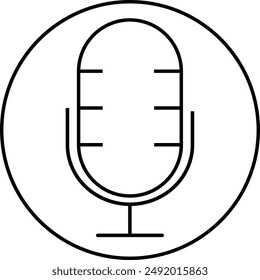 Mikrofon, lineares Stilsymbol. Stellt ein Mikrofon zum Aufnehmen oder Sprechen dar. Bearbeitbare Strichbreite.