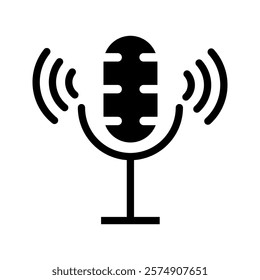 Microphone, linear style icon. Represents a microphone for recording or speaking. Editable stroke width.
