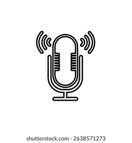 Microphone  linear style icon. Represents a microphone for recording or speaking. Vector Ilustration.