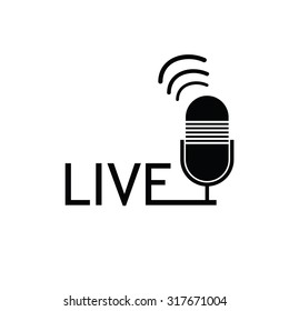 microphone live black vector illustration